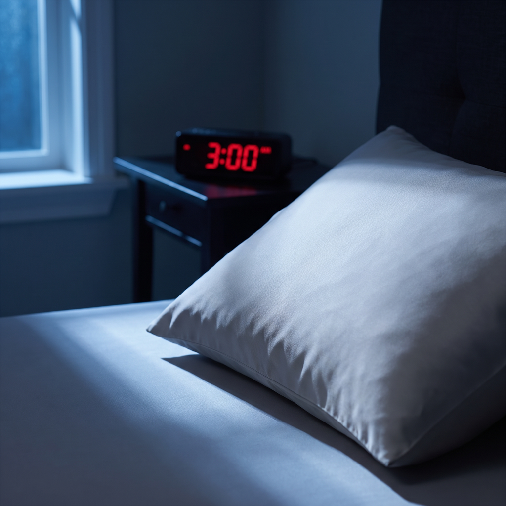 3AM bedside clock with cool pillowcase in foreground