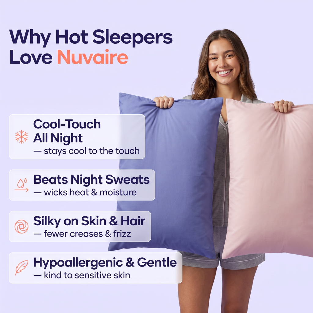Why hot sleepers love Nuvaire — cool-touch, silky, hypoallergenic